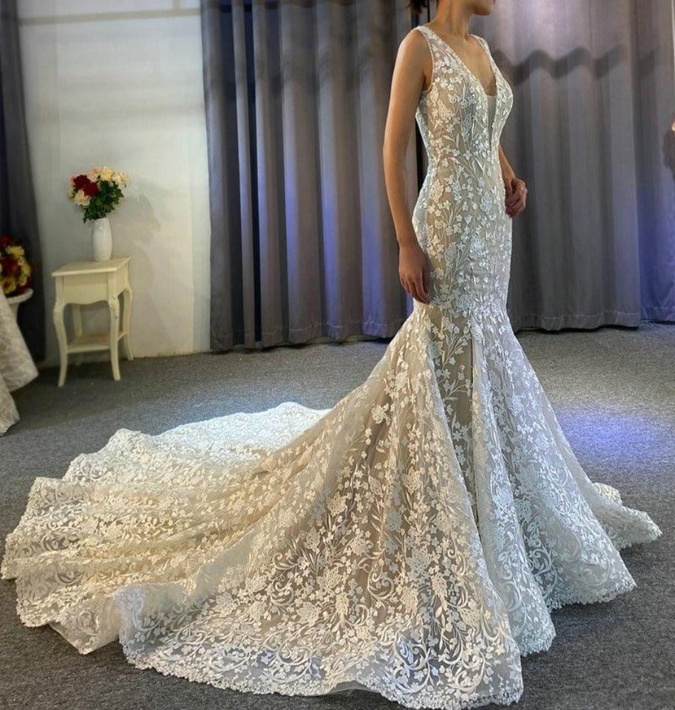 Mermaid wedding dresses with long clearance train