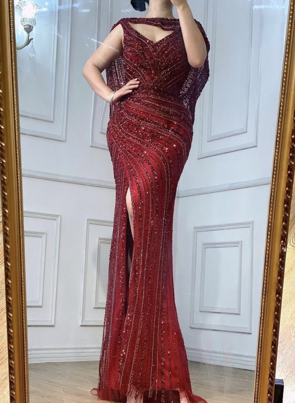 Long red wine outlet dress