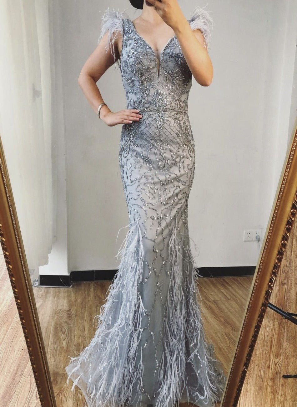 Queen Beaded Embellished Evening Gown