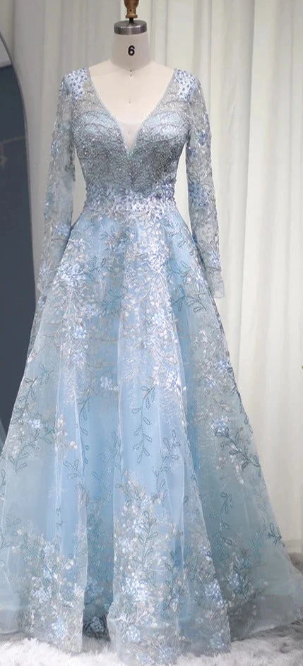 Ailani Luxury Beading A-Line Sparkle Evening Dress