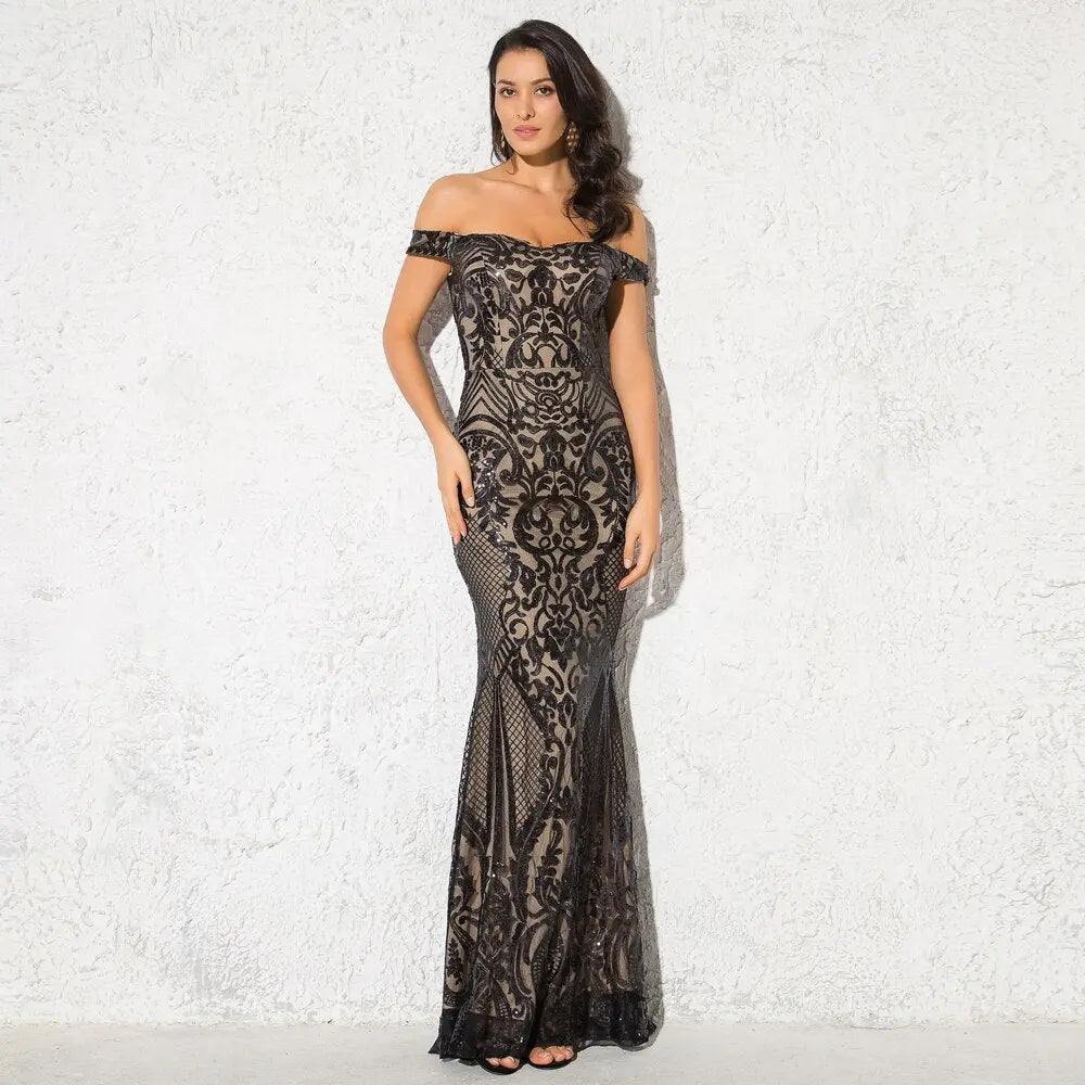 Sequined Backless Floor Length Lining Stretchy Maxi Dress - MSCOOCO
