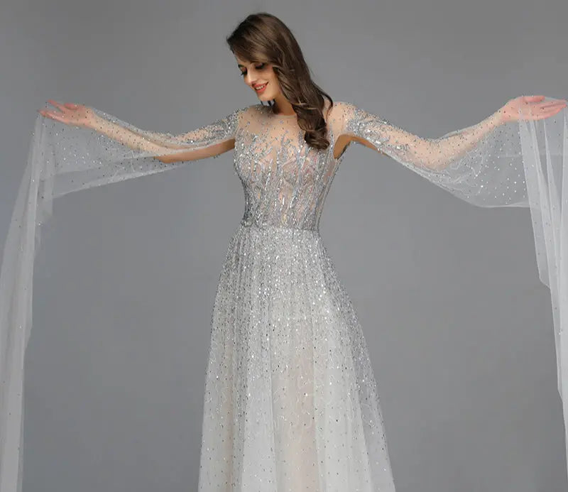 Long gown clearance silver gray