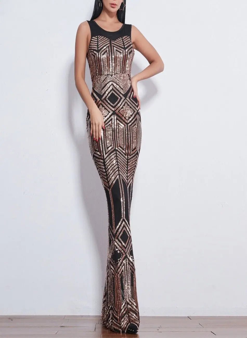 Analia Elegant Sequin Evening Gown - Mscooco.co.uk