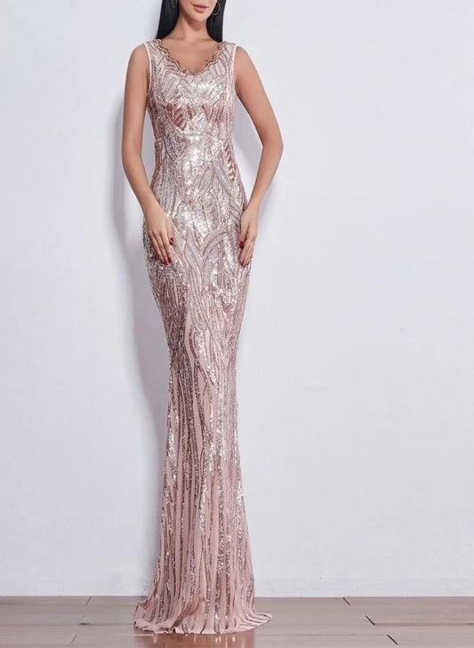 Caily Sleeveless Sequins Evening dress - Mscooco.co.uk