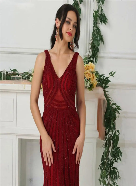 Darcy Beading Sequined Lace Evening Gown - Mscooco.co.uk