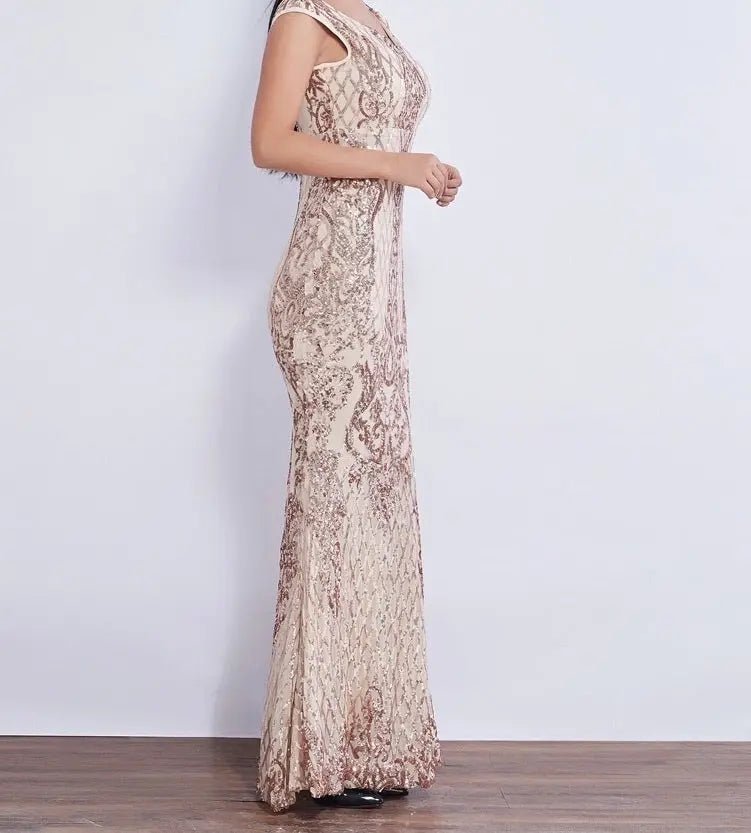 Effie Sleeveless Sequin Evening dress - Mscooco.co.uk