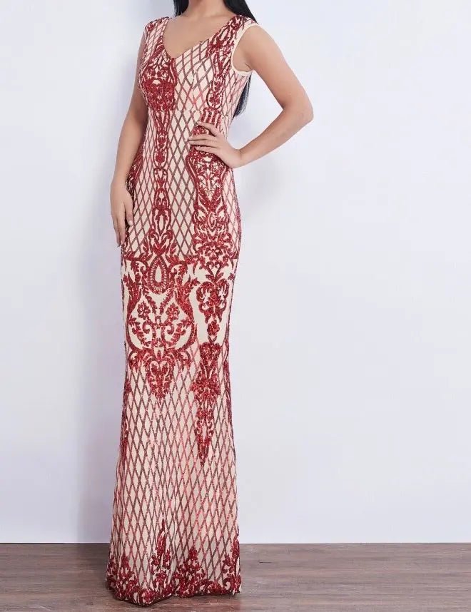 Effie Sleeveless Sequin Evening dress - Mscooco.co.uk