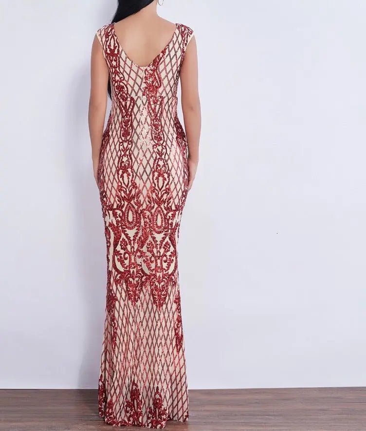 Effie Sleeveless Sequin Evening dress - Mscooco.co.uk