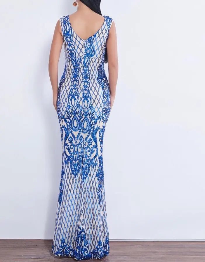 Effie Sleeveless Sequin Evening dress - Mscooco.co.uk