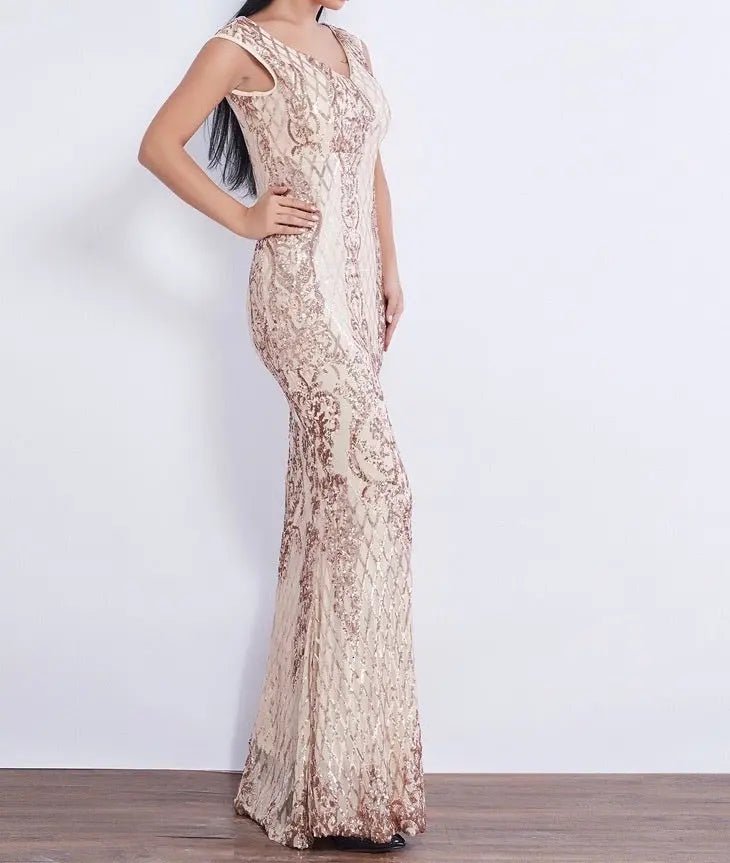 Effie Sleeveless Sequin Evening dress - Mscooco.co.uk