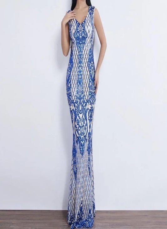 Effie Sleeveless Sequin Evening dress - Mscooco.co.uk