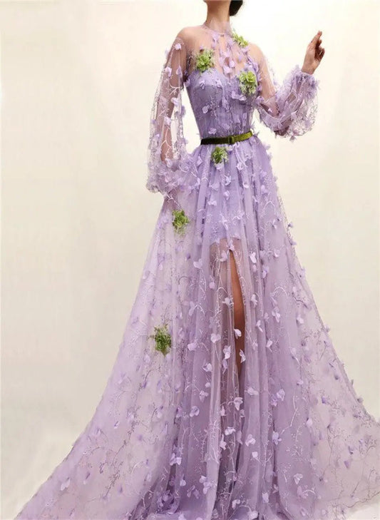 Fiesta Purple Lace Gown - Mscooco.co.uk