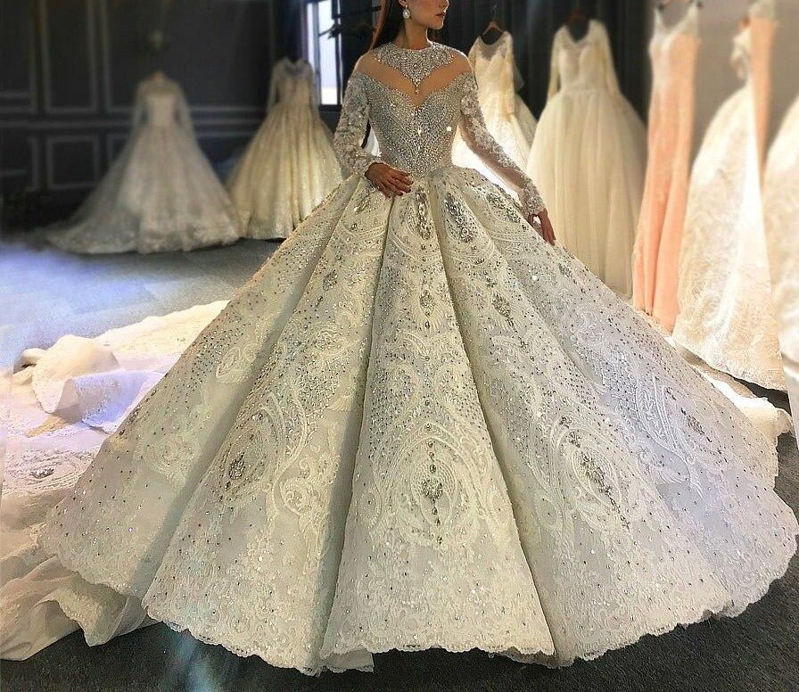 Full Beading Wedding Dress - Mscooco.co.uk