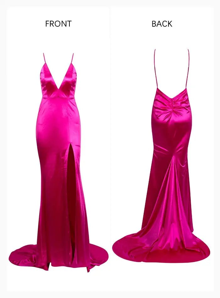 Hot Pink Cut Out Sling Open Back Bodycon Long Dress - Mscooco.co.uk