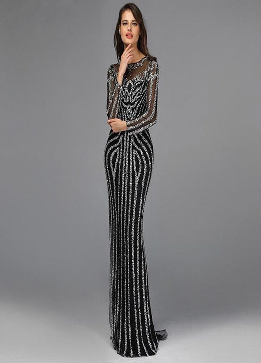 Huda Beaded Long Sleeves Maxi Dress - Mscooco.co.uk