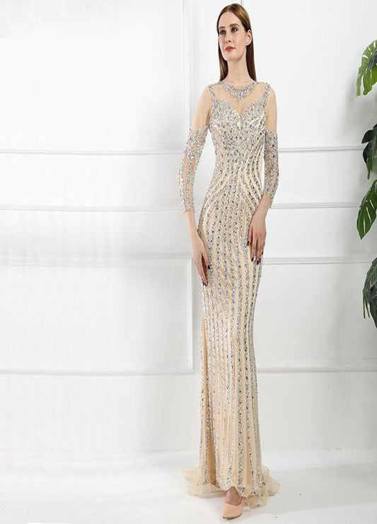 Huda Beaded Long Sleeves Maxi Dress - Mscooco.co.uk