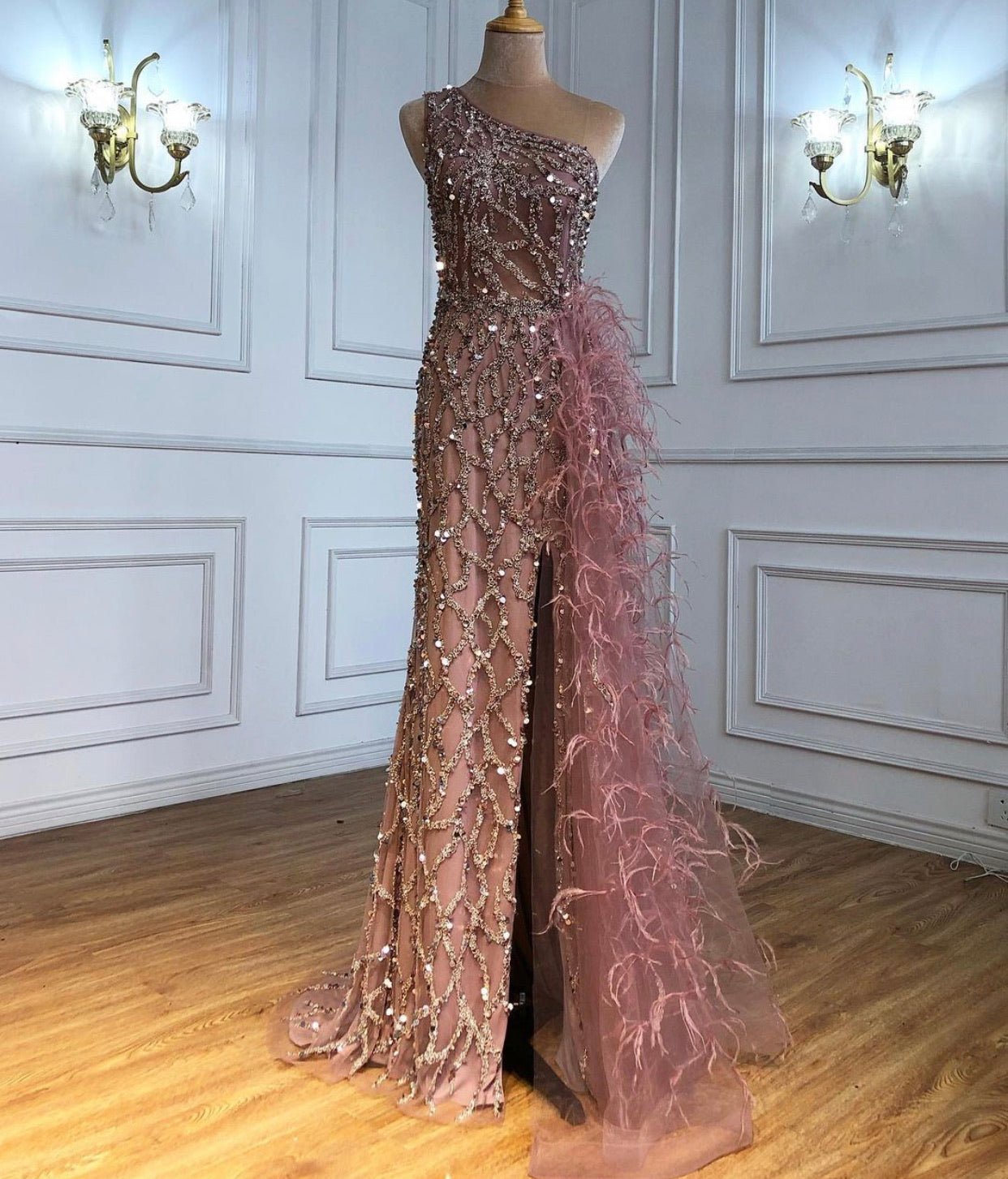 Feathered shop evening gowns