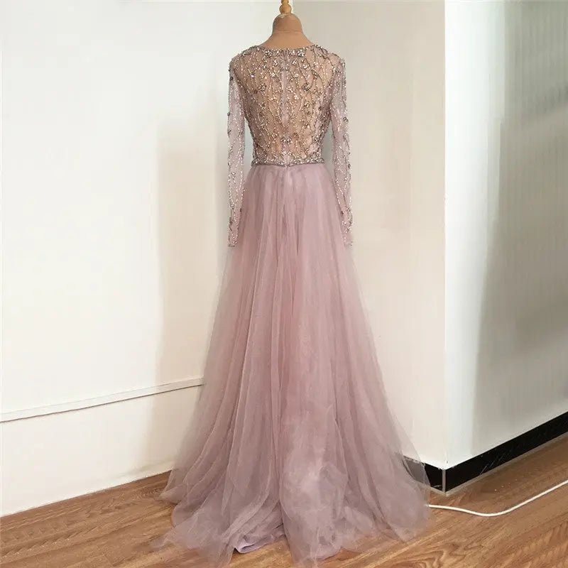 LAYA - Beaded Embellished Evening Gown - Mscooco.co.uk