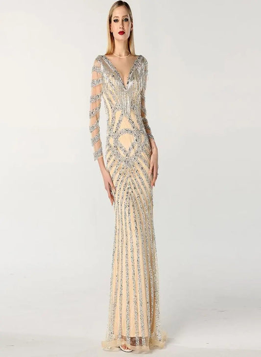 Lydia Beading Tassel Evening Gown - Mscooco.co.uk