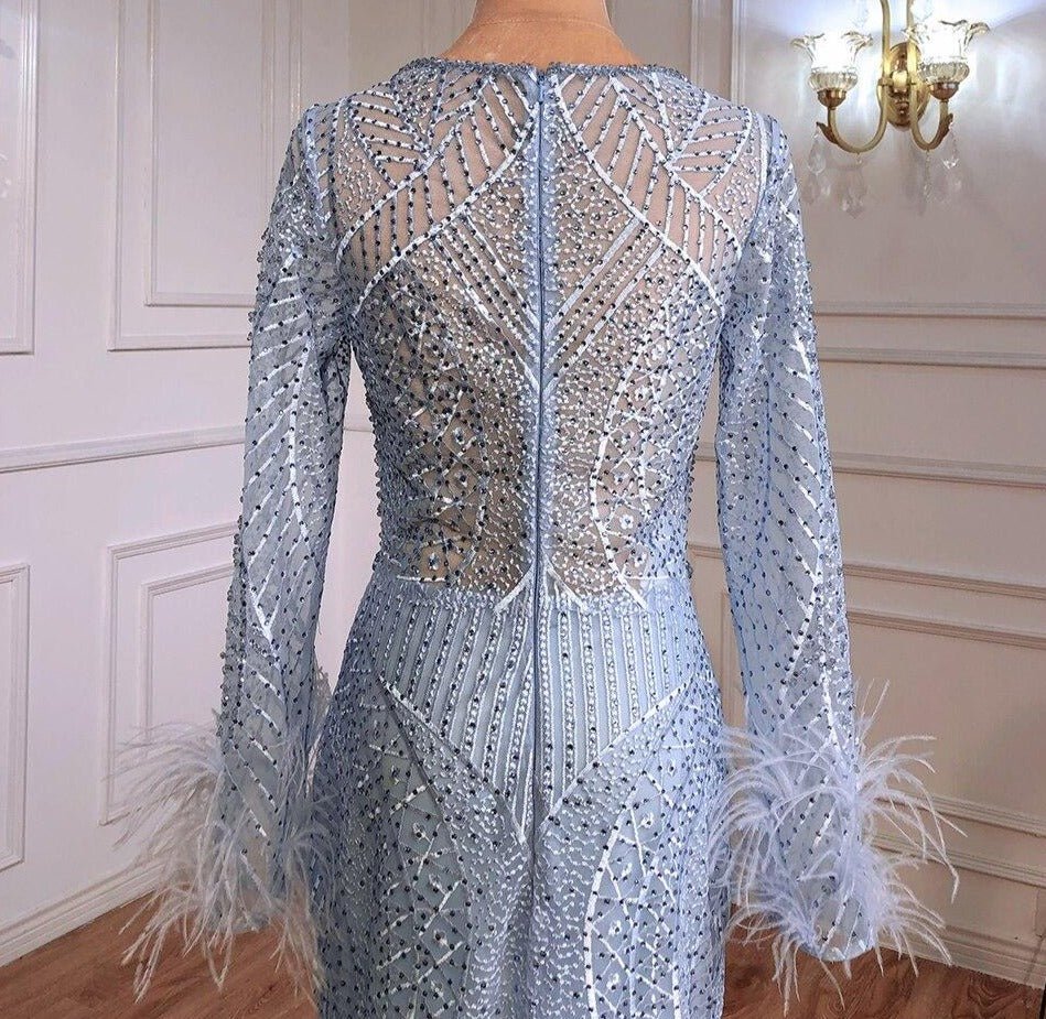 Mikaela Luxury Feather Beading Formal Dress - Mscooco.co.uk