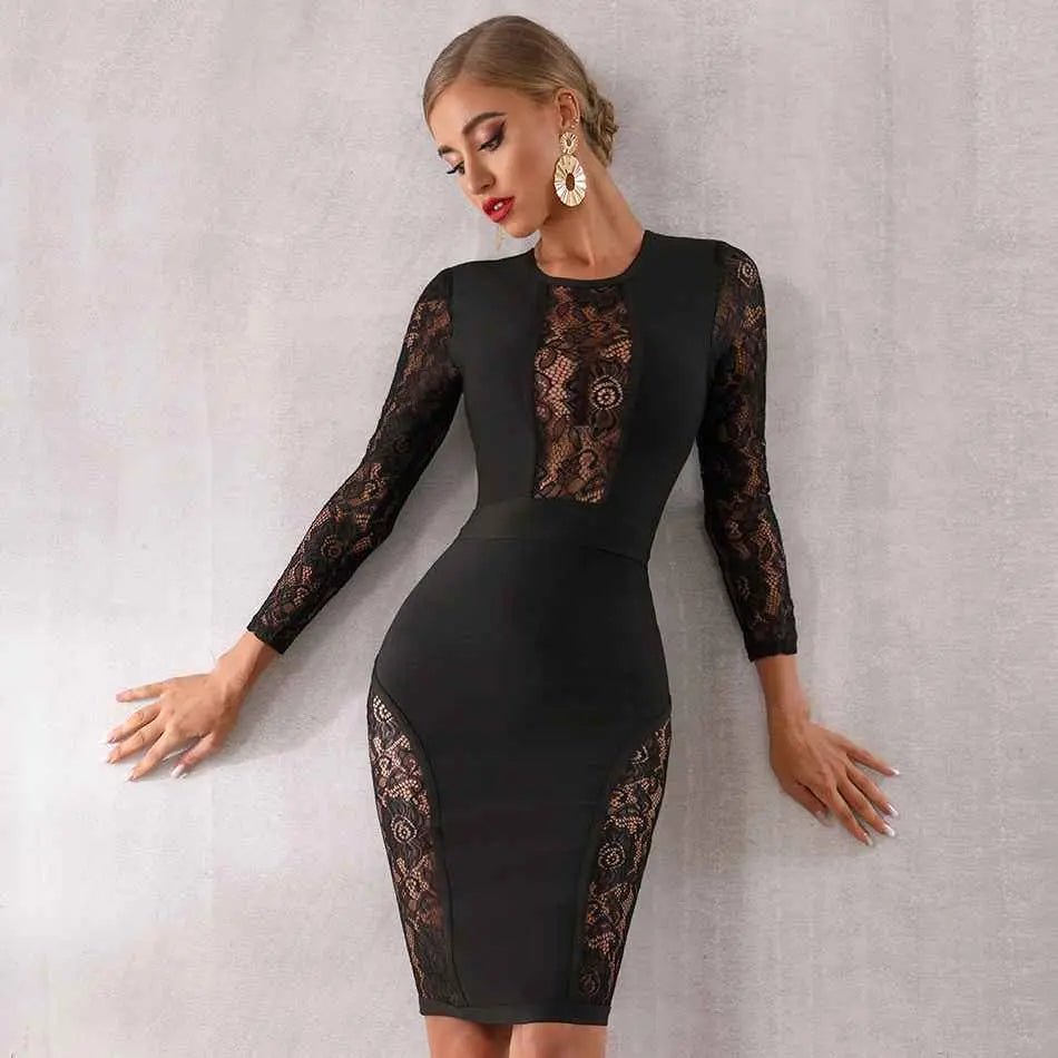 New Bandage Vestido Lace Midi Dress - Mscooco.co.uk