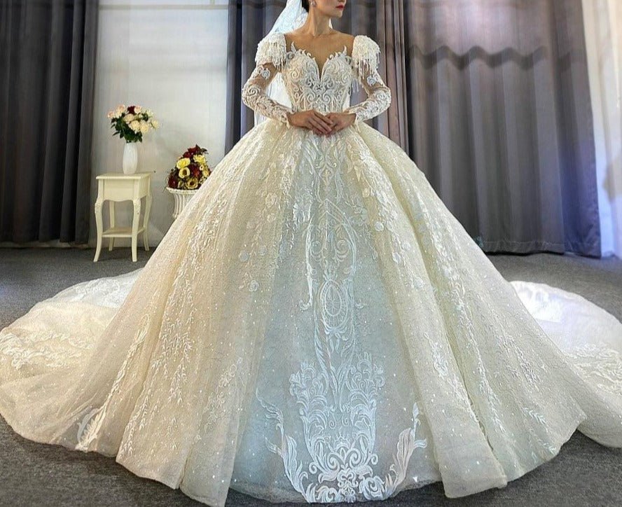 Puffy Sleeves Princess Wedding Dress