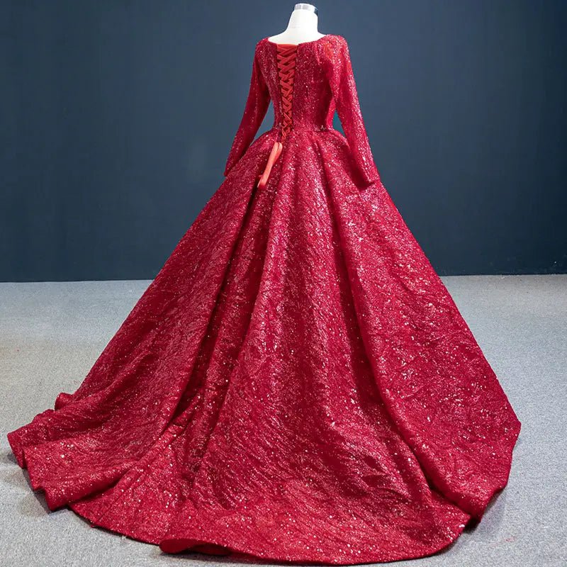 Red Luxury Ball Gown Wedding Dress - Mscooco.co.uk