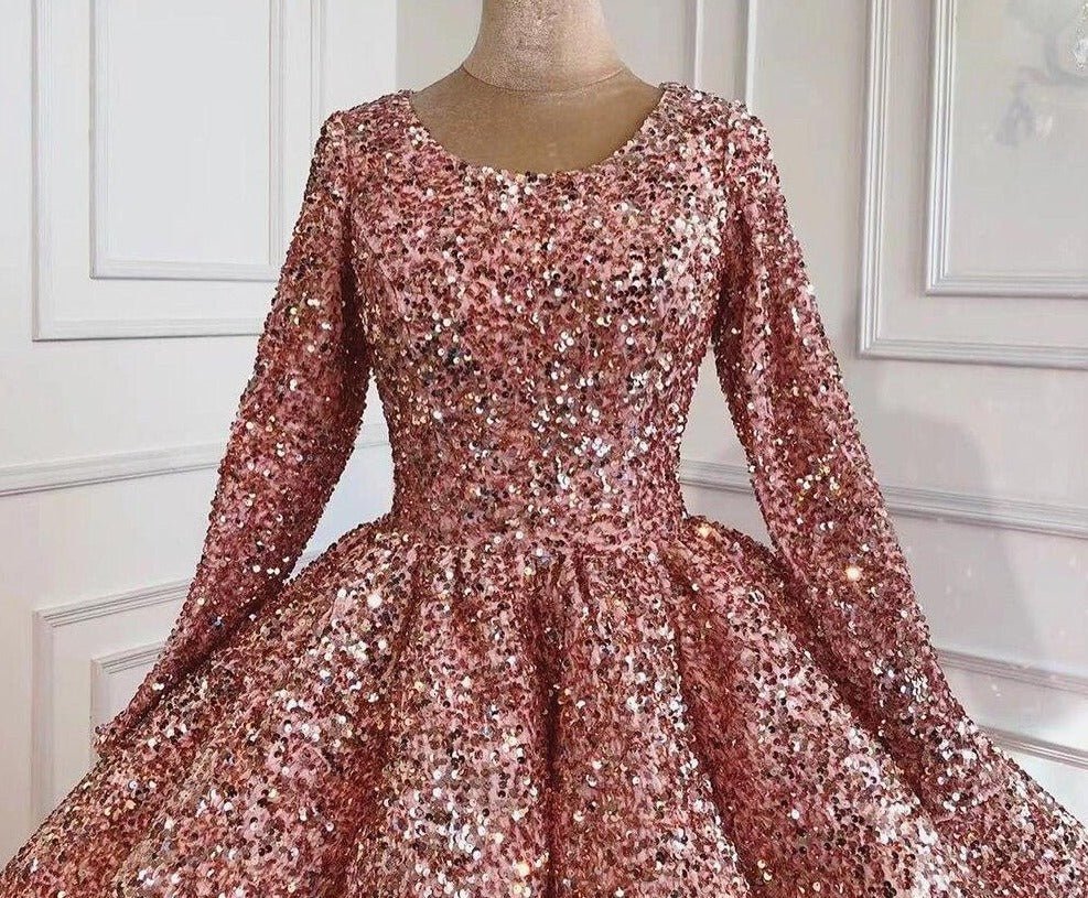 Rose gold cheap glitter gown