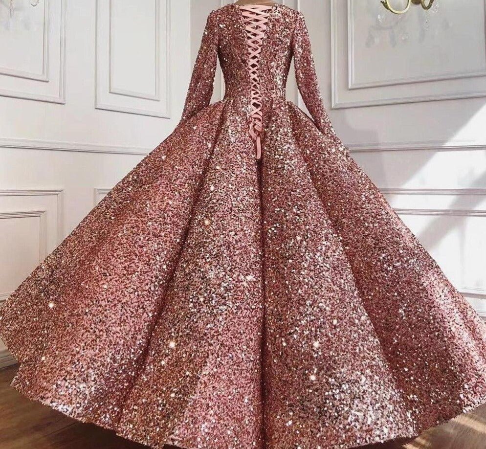 Rose Gold Luxury Sequins Sparkle Bridal Gowns - Mscooco.co.uk